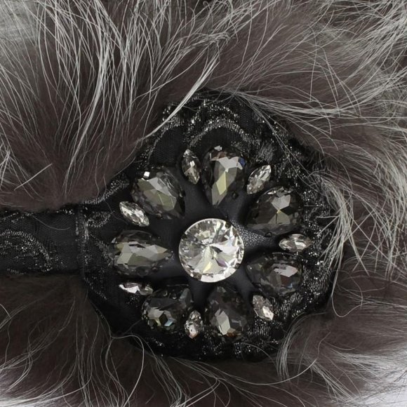 Dolce & Gabbana Gray Fox Fur Crystal Ear Muffs main image 8